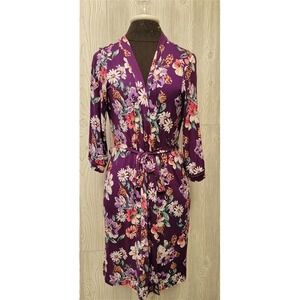 NWT Seeing Stars M Deep Purple Floral Tie-Waist Robe 99856